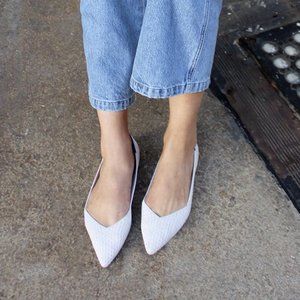 Rothy's The Point retired palest grey white Salt Honeycomb pointed flats